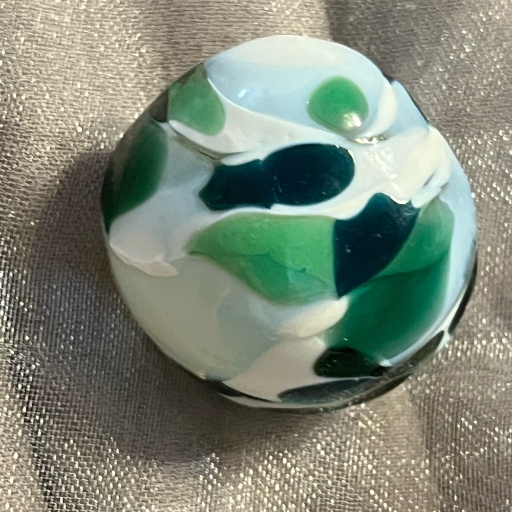 Handmade Green & White Decorative Glass Paperweight